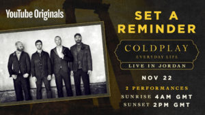 Coldplay、新アルバム「Everyday Life」発売ライブをYouTubeで生配信！